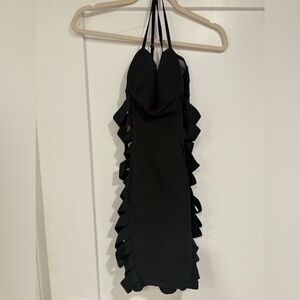 Superdown Black Backless Ruffle Dress